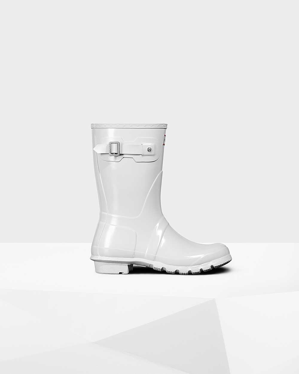 Botas De Agua Mujer - Hunter Original Short Gloss Mid-Calf Blancas - GEPKVY-973 - Blancas